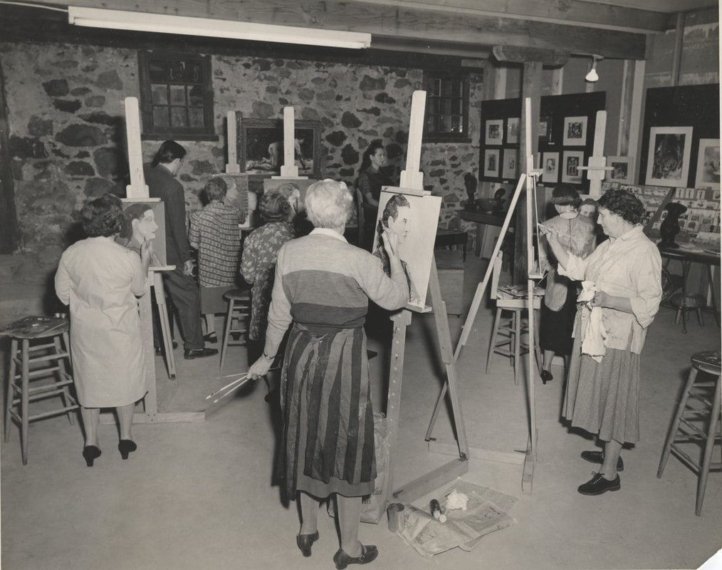 Jimmie Ware, far right, painting at the Warehouse Gallery, ACSM04117.