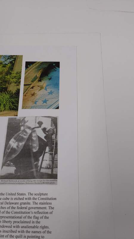 We must make sure that the foam-cor is the correct size and level-so we drew the lines off of the text sheet.